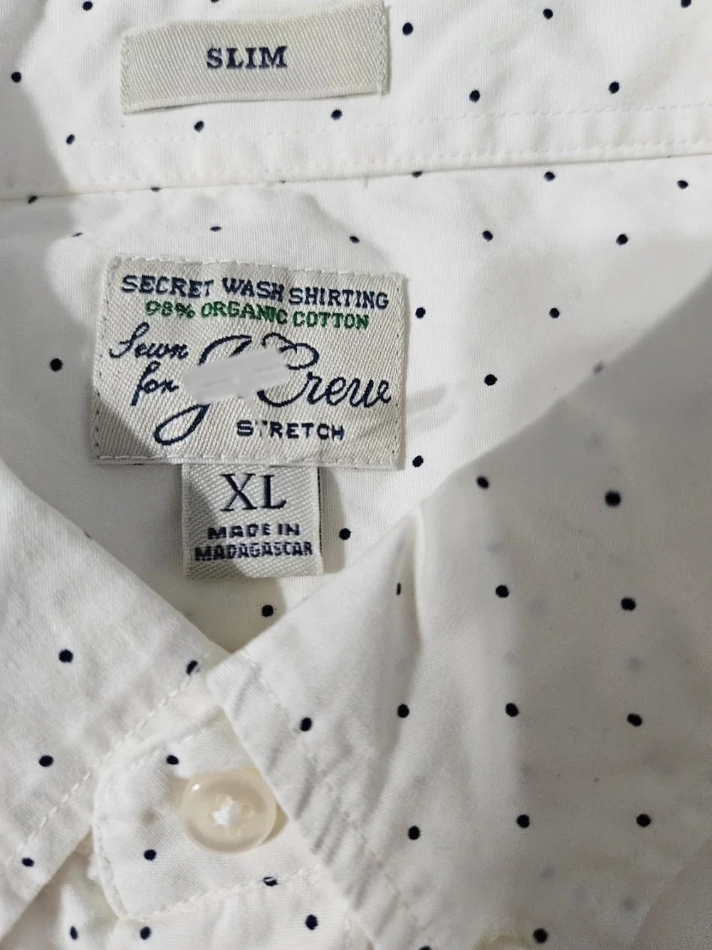 J. Crew White Button-Down Shirt with Black Micro Dots
